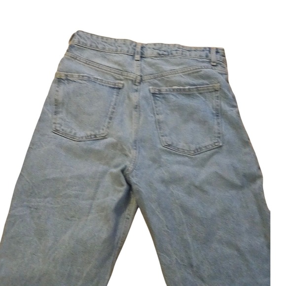 Zara Light Wash High Waisted Distressed Wide Leg Ripped Jeans Streetwear Denim - Picture 3 of 4